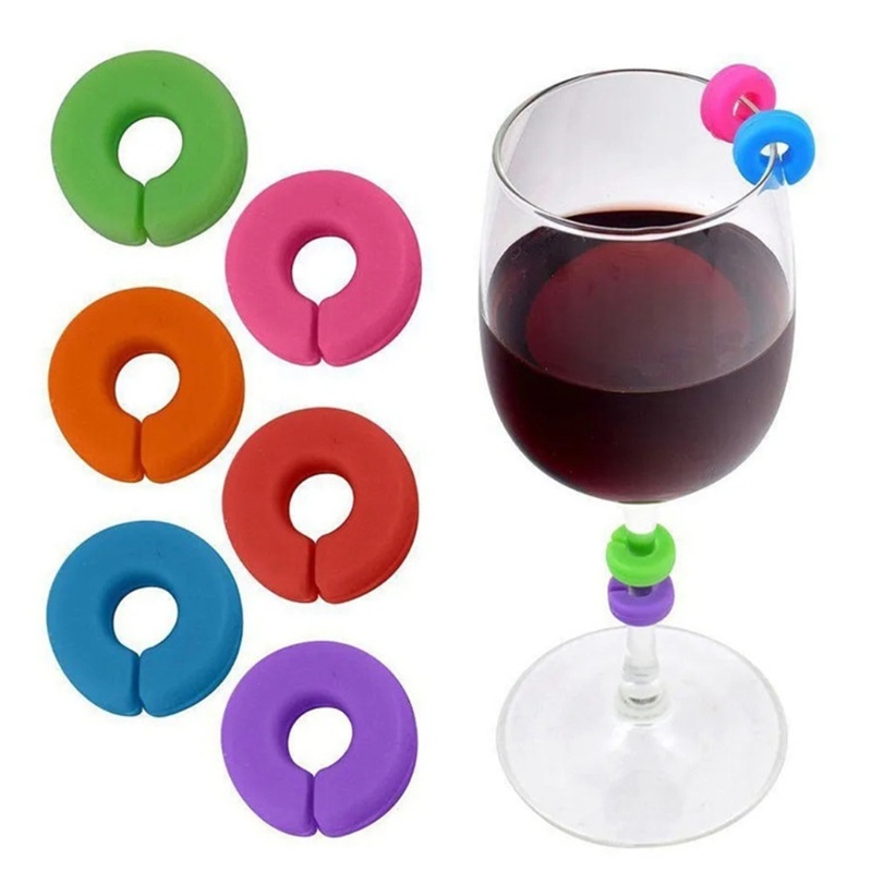Set 12 Nhãn Silicone Tròn Mini Đánh Dấu Ly Rượu