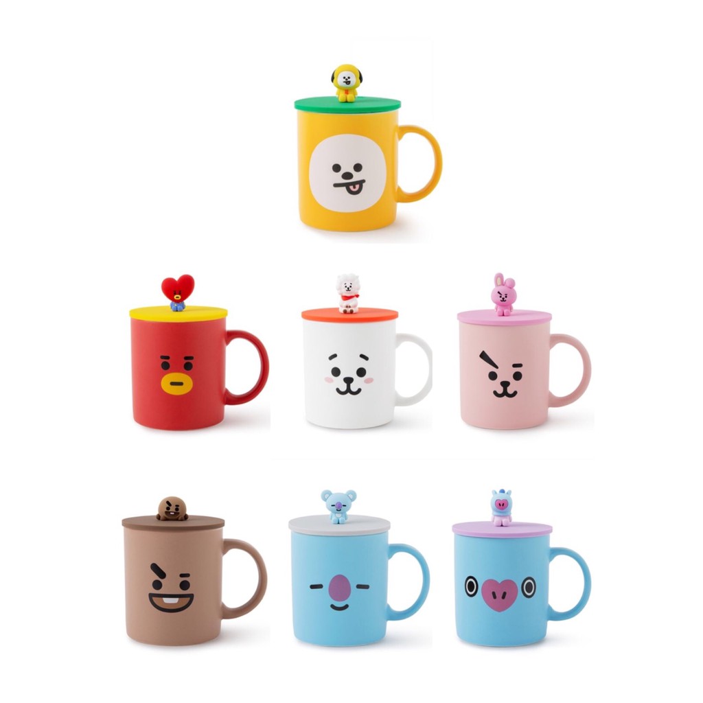 A134 ❤️ PUNIQ SPACE on hand 100% official BT21 CUP COVER  MUG SET drinking cup Bộ Cốc Uống Nước  Chính Hãng