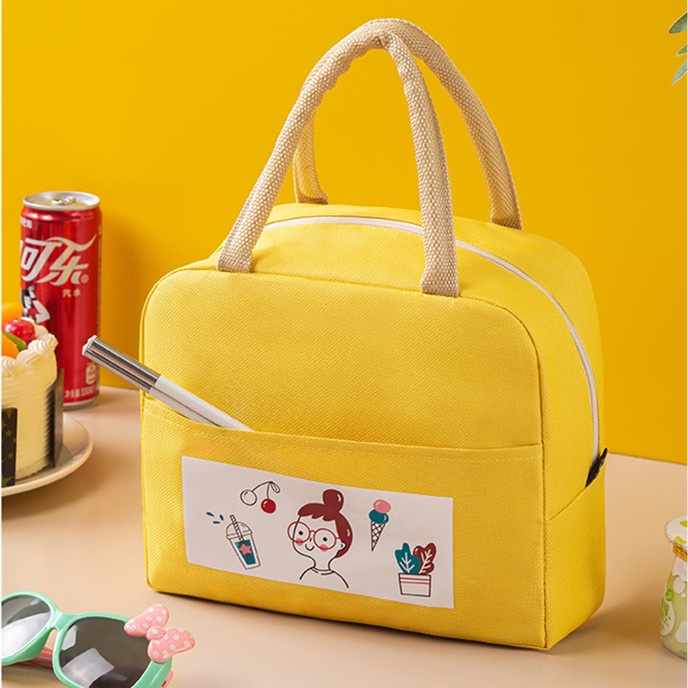 Túi Đựng Hộp Cơm Trưa Lót Giấy Nhôm Giữ Nhiệt Thiết Kế Cỡ Lớn Kiểu Dáng Dễ Thương