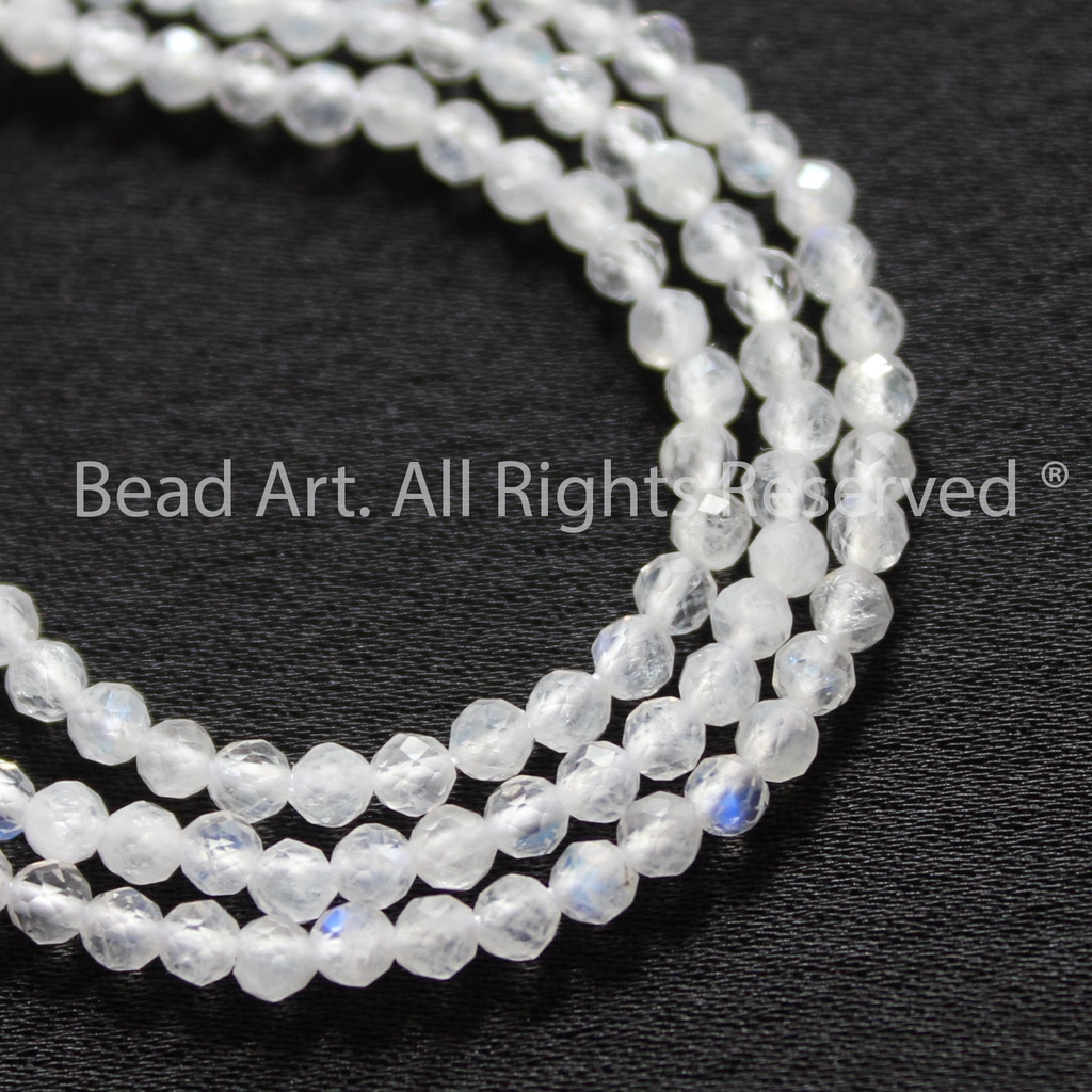 2.5MM Hạt Đá Ánh Trăng  Ánh Cầu Vồng, Đá Phong Thuỷ, Kim, Thuỷ S50 - Bead Art