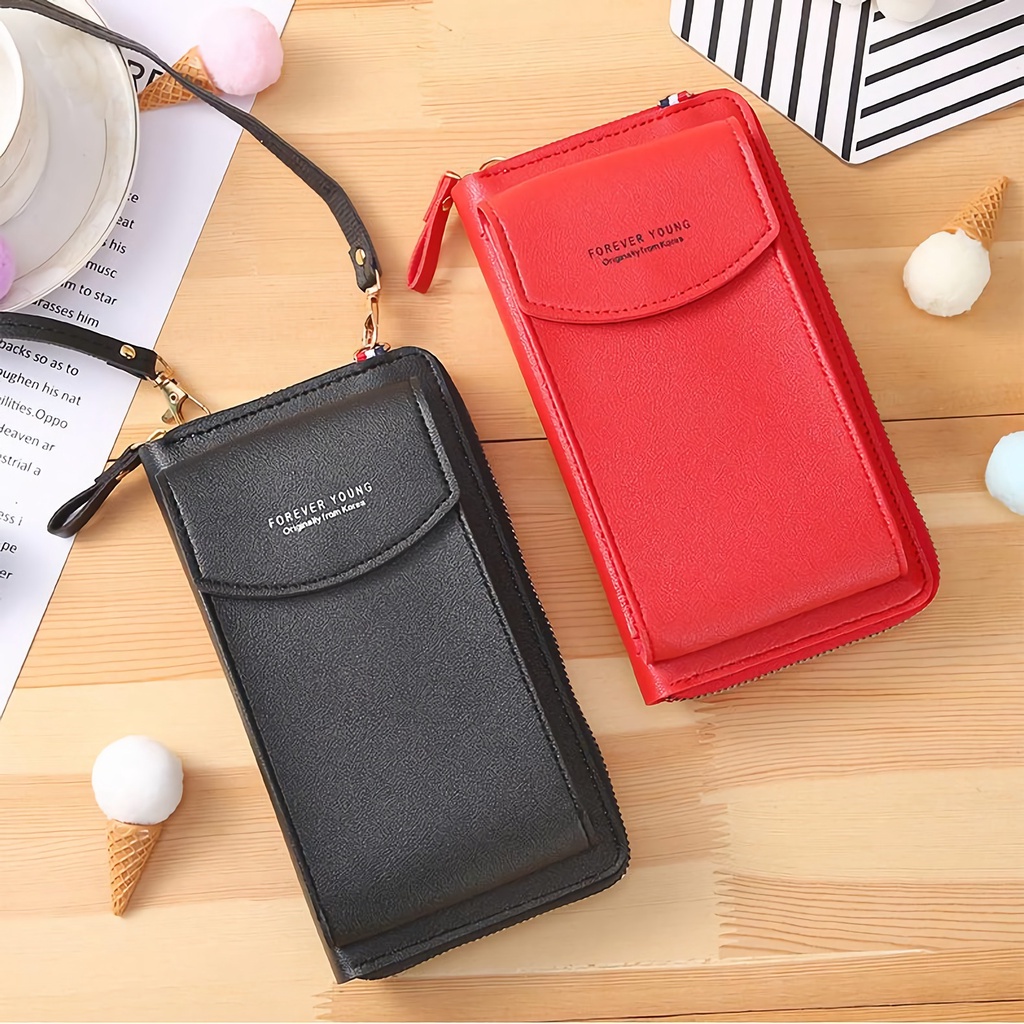 Túi đeo chéo đựng điện thoại bằng da pu đa năng sức chứa lớn thời trang cho nữ