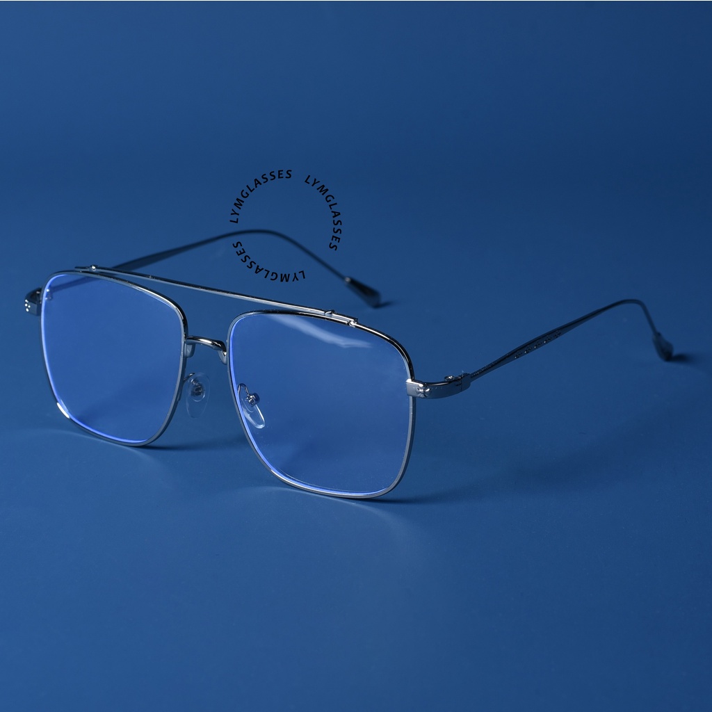 Kính Giả Cận, Gọng Kính Thời Trang Nam Nữ Mắt Vuông To Bạc Không Độ - LYM GLASSES