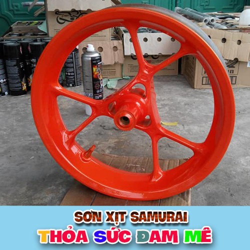 chai sơn màu cam rực Y3505 sơn xịt Samurai .