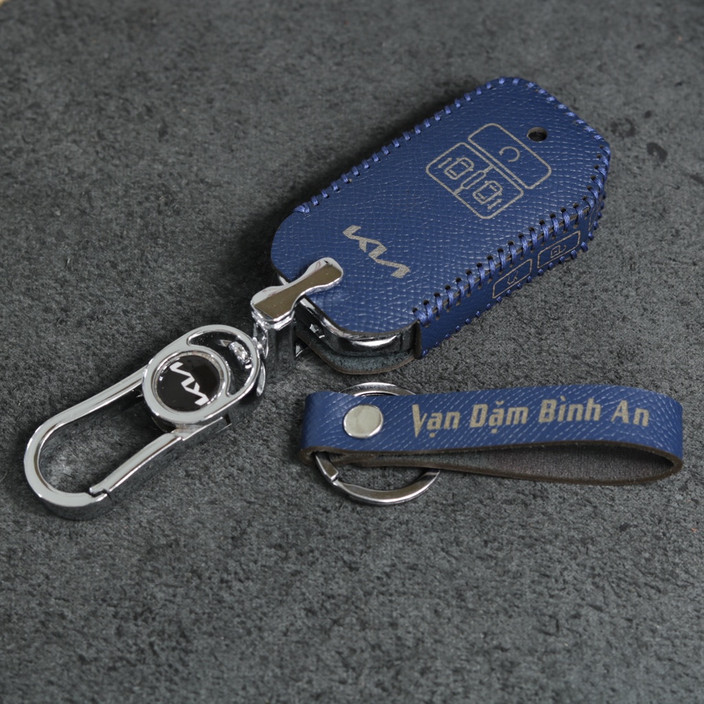 Bao da móc khoá bọc ốp chìa khoá xe ô tô KIA Carnival, da bò, nhiều màu, khâu thủ công KIA17 2021 - 2022