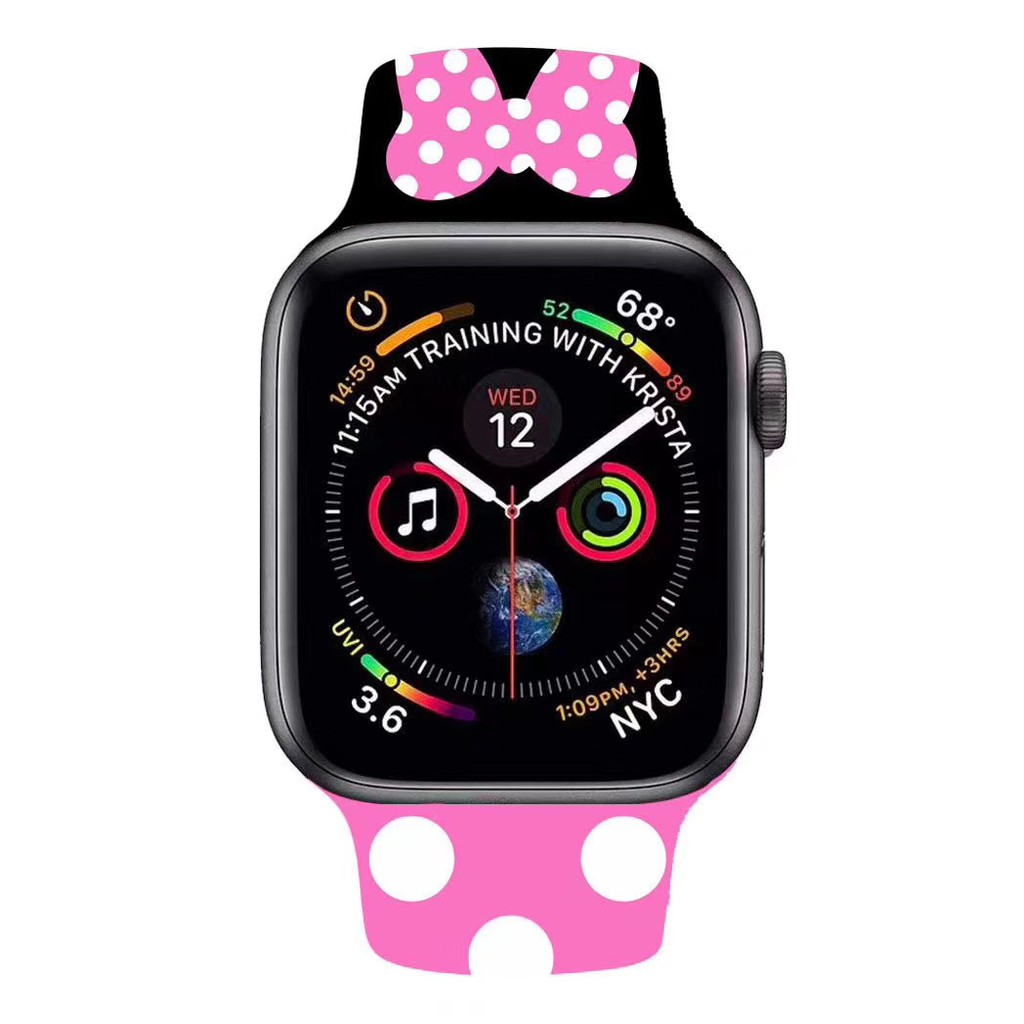 Dây Đeo Silicon In Hình Chuột Mickey / Minnie Cho Đồng Hồ Thông Minh iWatch 4 38 / 40 / 42 / 44mm