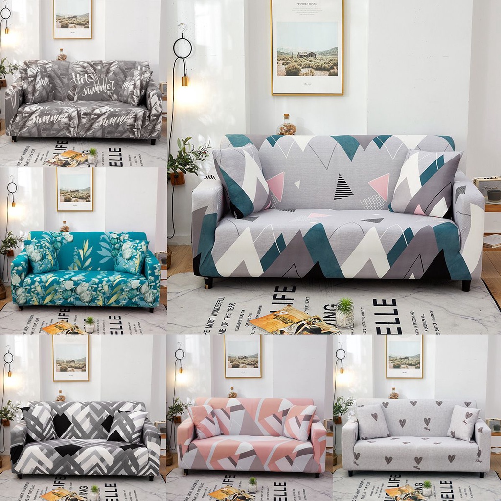 Vỏ Bọc Ghế Sô Pha 1-4 Chỗ Ngồi Chống Bụi Co Giãn In Họa Tiết Hình Học Dễ Thương