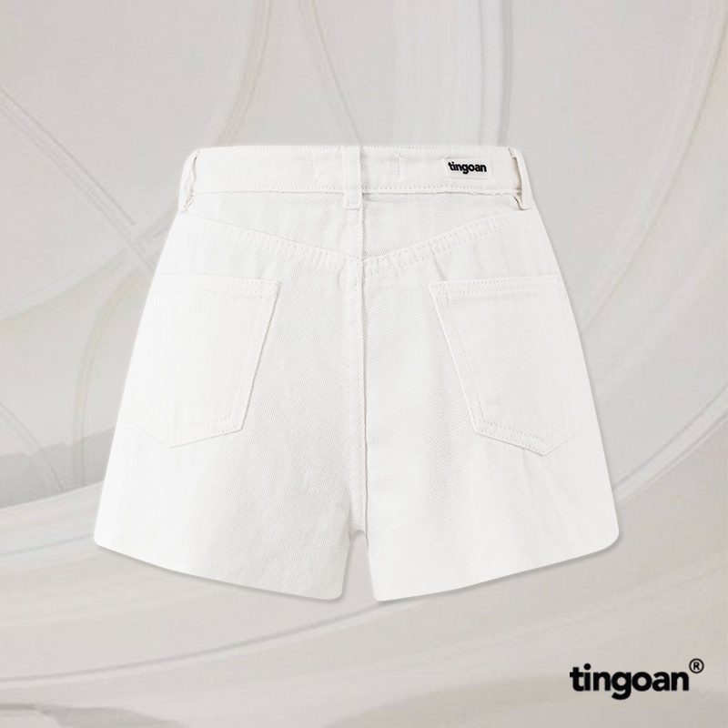 TINGOAN® - Quần short bò cắt gấu lượn viền màu trắng tingoan XOXO JEANS SHORTS/WH