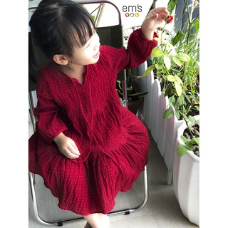 Váy bé gái boho dập nhăn