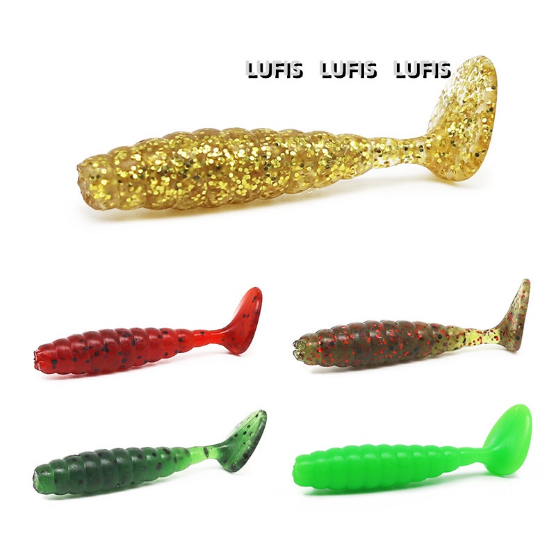 Set 20 Mồi Câu Cá Hình Con Sâu Bằng Nhựa Mềm Kích Thước 4cm / 1.3g