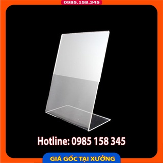 Menu mica A4,A5,A6,A7,B6,…. Kệ menu để bàn chữ L dùng trưng bày, giới thiệu sản phẩm, bảng giá, biển chức danh