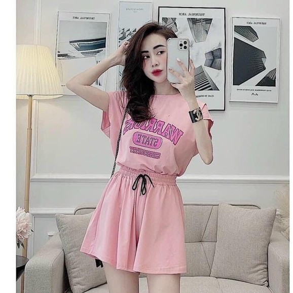 [SET SÁT NÁCH]Set Trang Phục Nữ, Set Đồ Bộ Áo Thun Cotton Dáng Rộng Phối Quần Đùi Mặc Siêu Mát