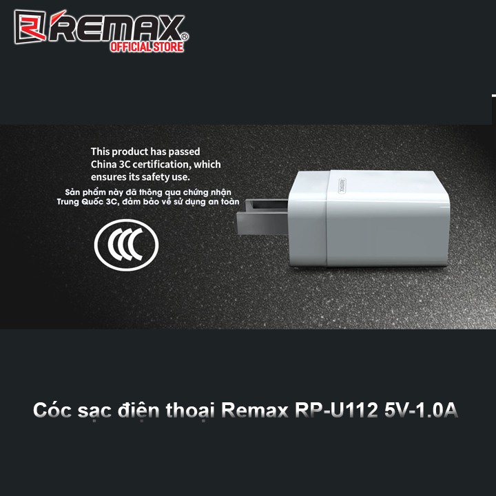 Cóc sạc điện thoại Remax RP-U112 5V-1.0A