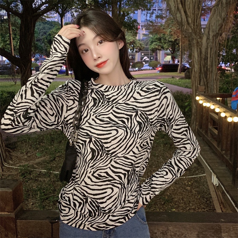 Áo thun ZHELIHANGFEI tay dài cổ tròn thời trang trẻ trung