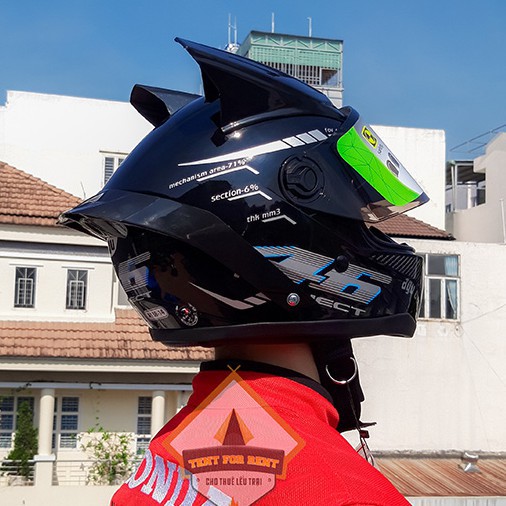 RẺ VÔ ĐỊCH- NÓN BẢO HIỂM full face AGU energy RACING XÁM TẶNG Đuôi gió AGV và sừng rồng + TÚI ĐỰNG MŨ SL CÓ HẠN