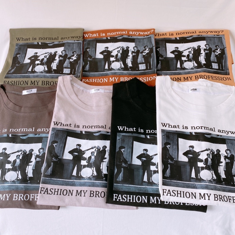 Áo phông 3158, áo thun tay lỡ form rộng chất cotton in hình ban nhạc