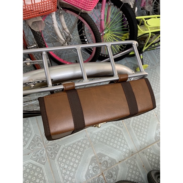 Túi da treo baga xe đạp, xe máy cao cấp, túi treo xe