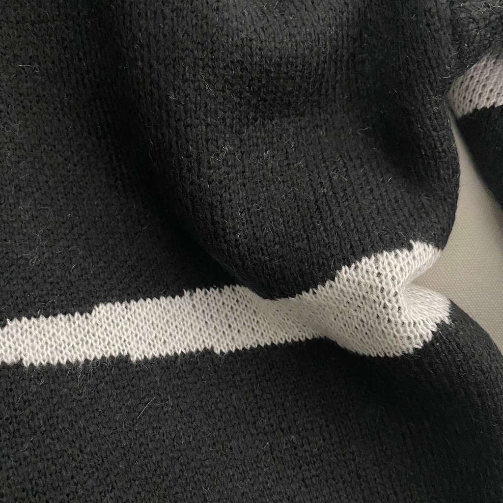 LEEVA - Áo khoác len nữ cardigan dáng rộng phối viền cá tính K029