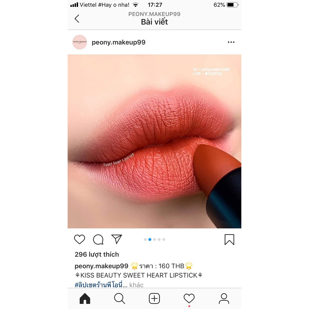 Son Thỏi Sweet Heart - Tone Cam Đào thời thượng Kiss Beauty | BigBuy360 - bigbuy360.vn