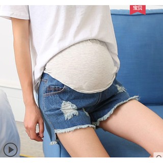 Q56 Quần BẦU short jean kiểu rách cá tính mùa hè