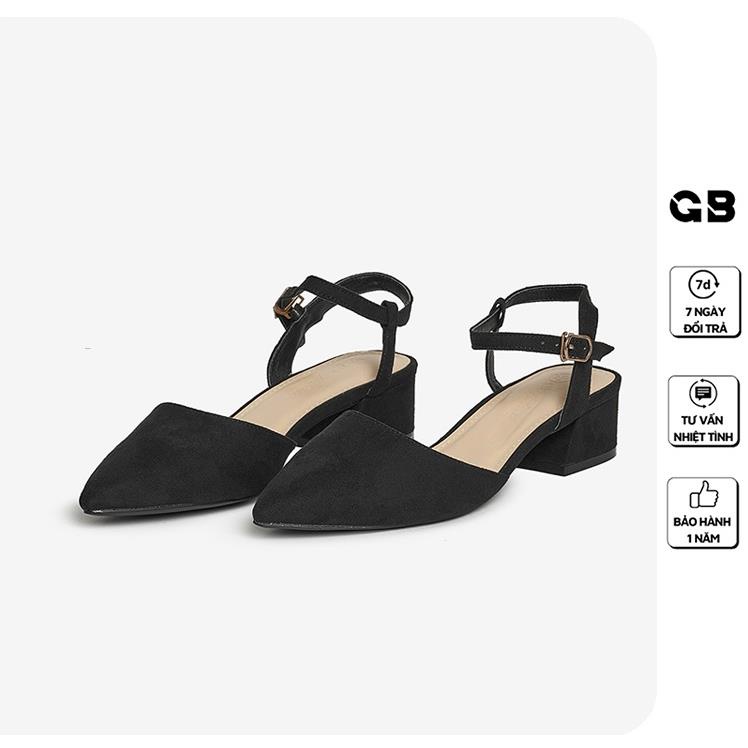 Giày Cao Gót giayBOM Cao 4 cm Da Nỉ Khóa Cài Cổ Chân GB00109 ,