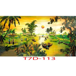 Tranh 3d bể cá cảnh mẫu đồng quê - tranh 3d bể cá sẵn keo dán - tặng kèm bộ dụng cụ dán