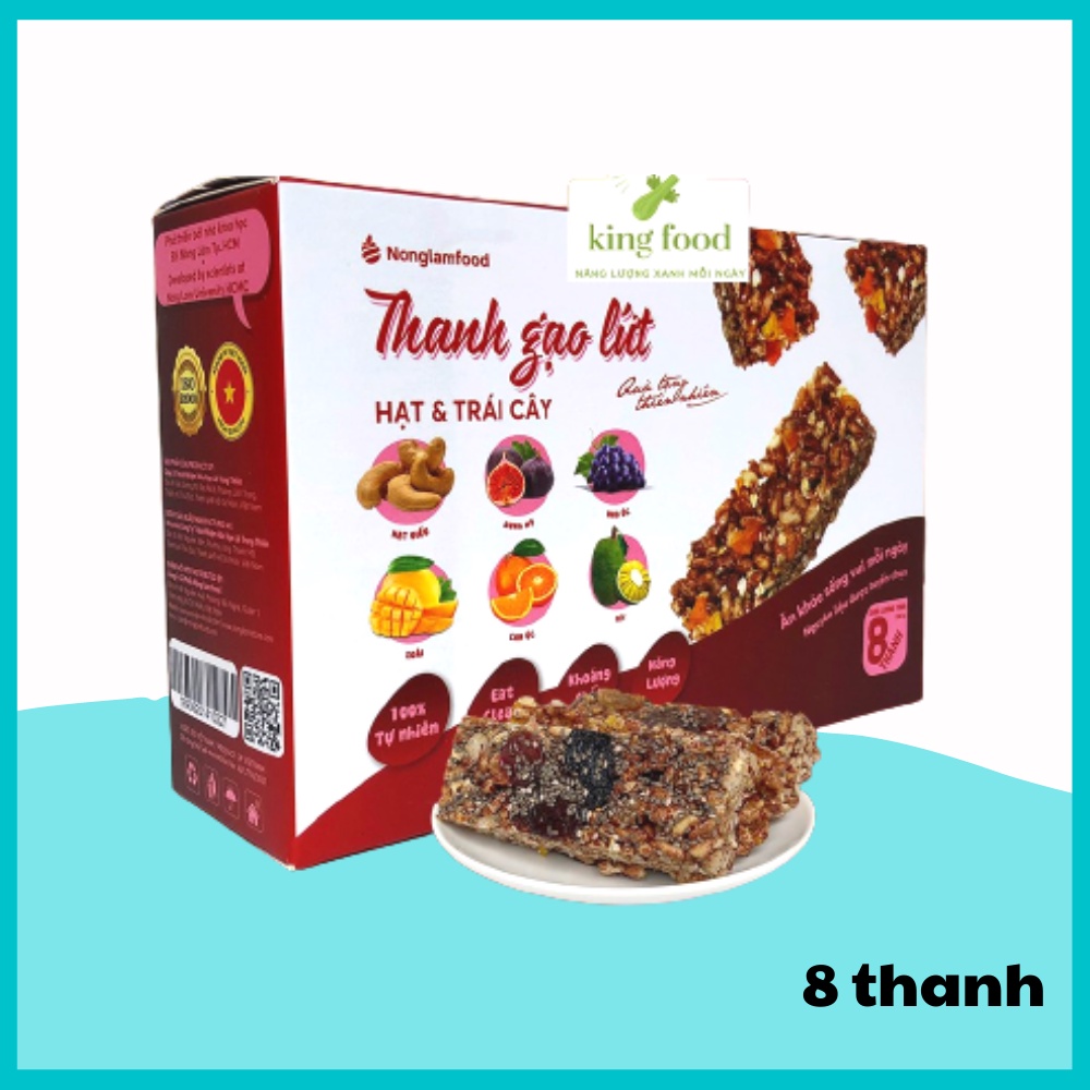 [ Ăn Kiêng ] Thanh Gạo Lứt Hạt &amp; Trái Cây Nông Lâm Food mềm dẻo thơm ngon hảo hạng - Hộp 8 Thanh (8 thanh x 17gr)