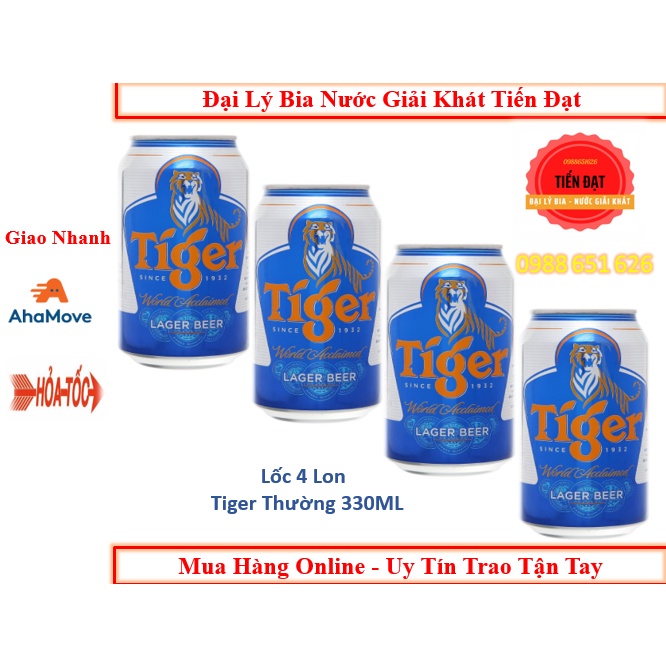 Lốc 4 Lon Bia Tiger/Tiger Nâu _ Mẫu Thường_ 330ML