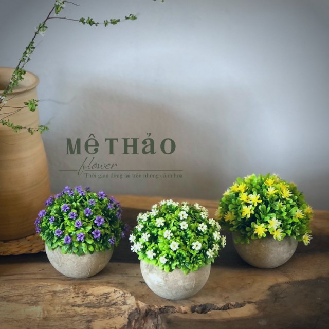 (Ảnh thật chụp tại shop) Chậu Hoa Giả Chất Liệu Xi măng Trang Trí Nhà Cửa Của Mê Thảo Flower