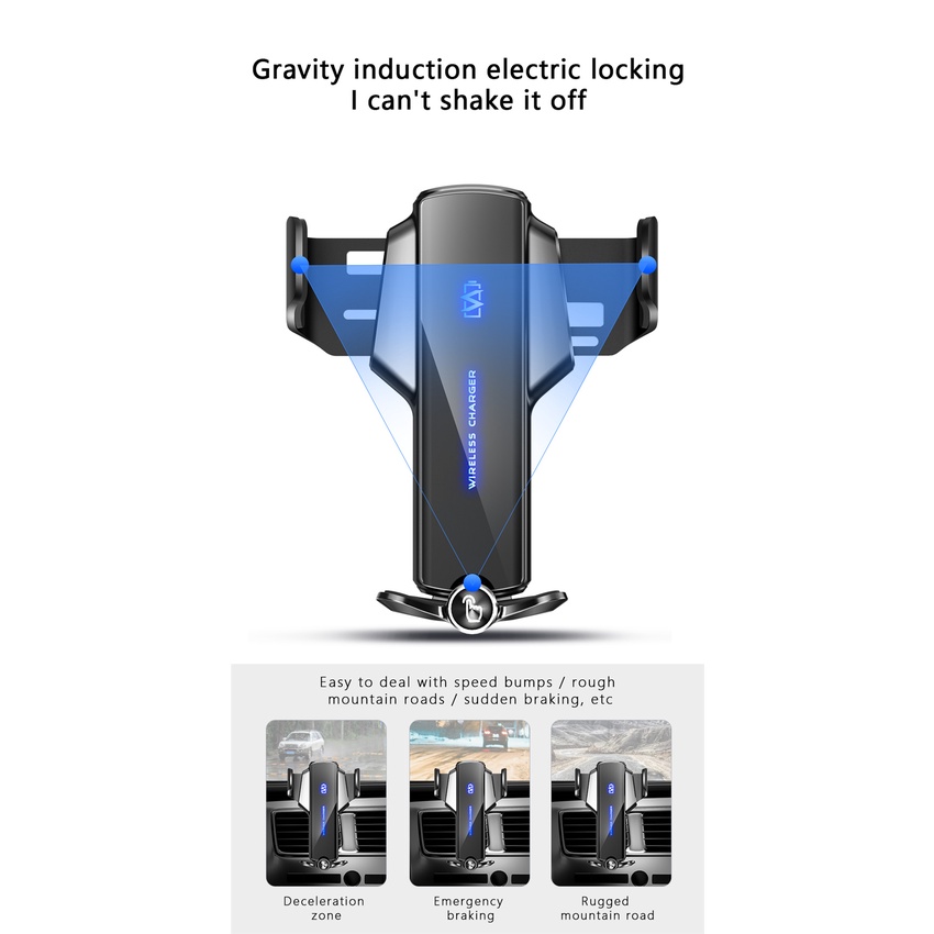 Đế Sạc Nhanh Không Dây 30W Qi Gắn Lỗ Thông Gió Xe Ô Tô Cho IPhone Xiaomi Samsung