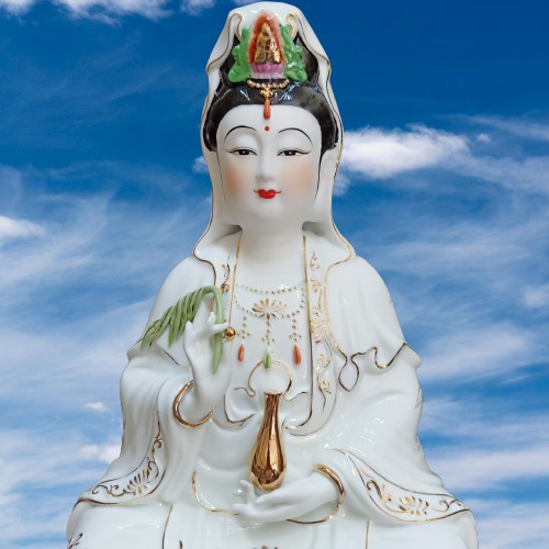 Tượng Quan Âm - Tượng Phật Quan Âm Bồ Tát Ngồi Đài Sen Cỡ Lớn Tinh Xảo Đẹp Mắt