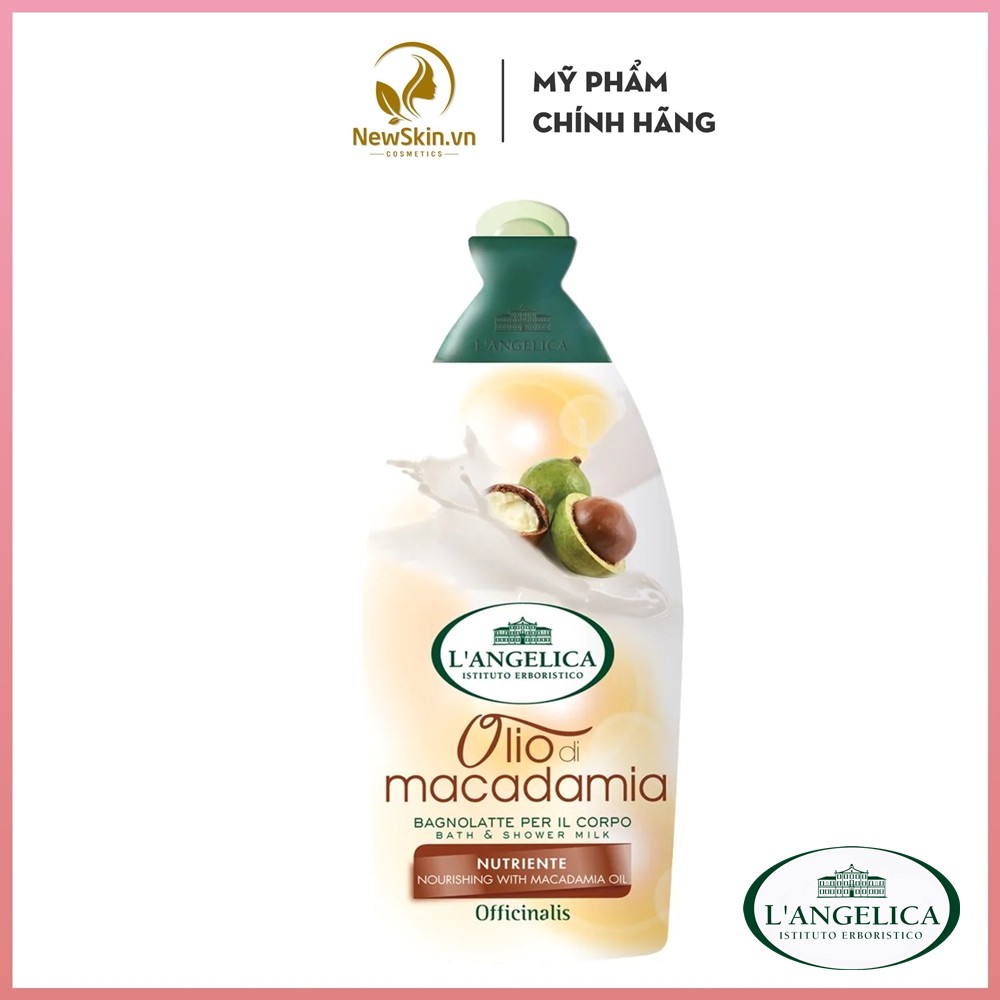Sữa tắm phục hồi da L'Angelica Olio di Macadamia Nutriente Bath &amp; Shower Gel - Dầu Mắc ca - 500ml