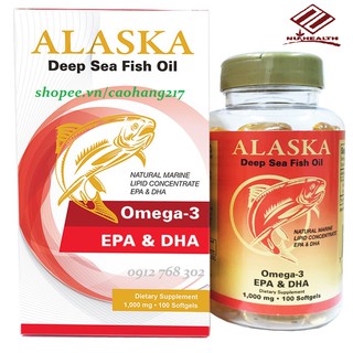 Dầu cá Omega 3 Alaska Deep sea fish Oil Nu Health nhập khẩu chính hãng từ Mỹ lọ 100 viên mẫu mới