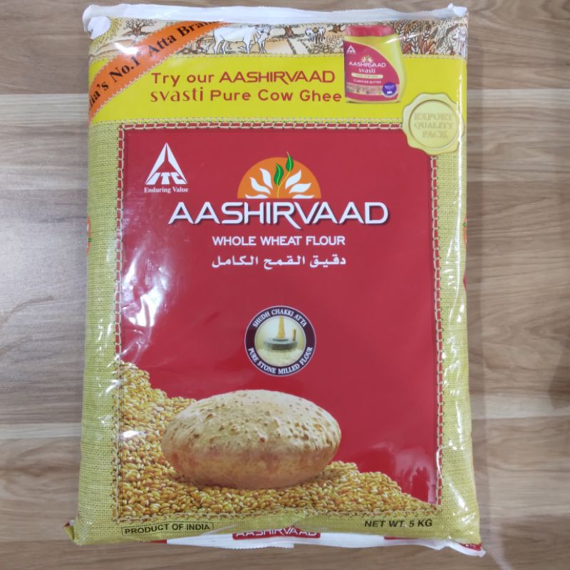 Ohh- Aashirvaad atta whole wheat flour 5kg - Bột mì nguyên cám - Indian Food
