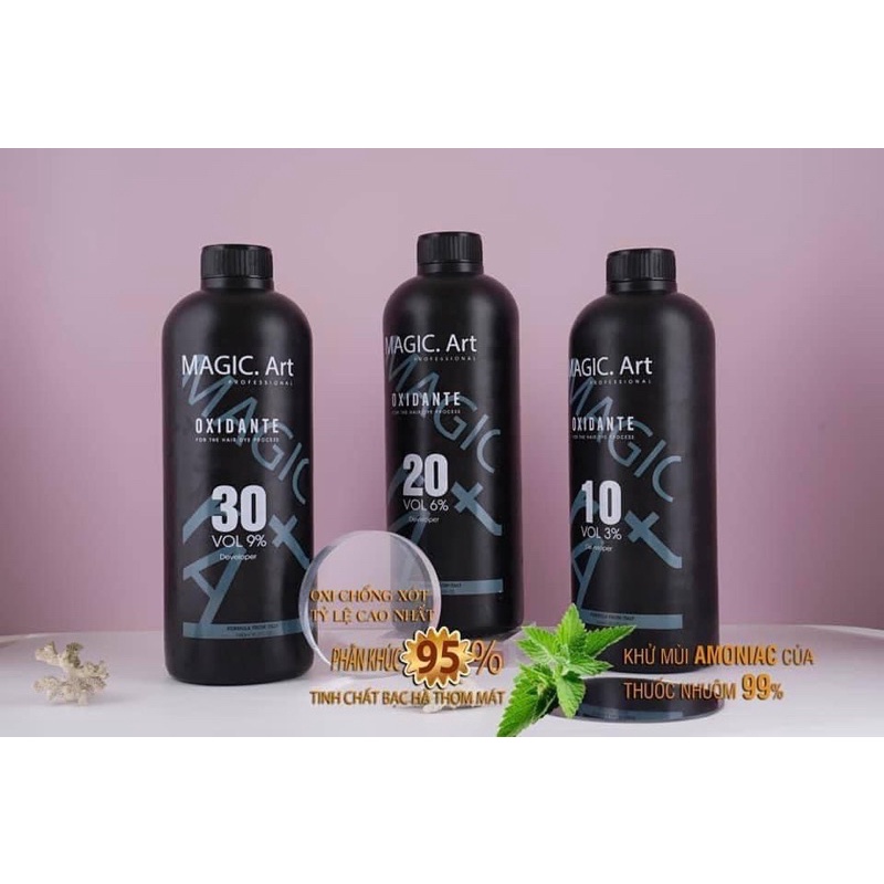 Oxy trợ nhuộm MAGIC AIR hương bạc hà chống xót da đầu chai 1000ml