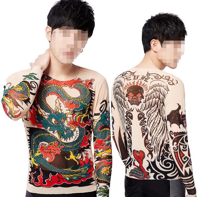 Áo Thun Tay DàI HọA TiếT HìNh Xăm Cho CặP Đôi