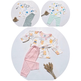 Bộ dài tay Unchi cài vai sợi tre thông hơi cao cấp cho bé hàng