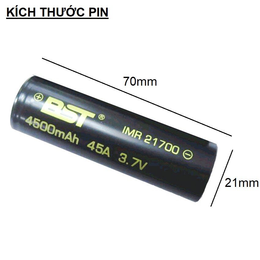 Pin 21700 BST 3.7v dung lượng cao 4500mah xả 45A dùng cho thiết bị cầm tay, sạc dự phòng