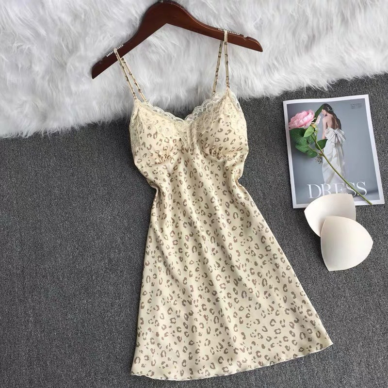 ♥️[HCM GIAO NHANH 30 phút] ♥️[LL547 - Váy ngủ sexy hoạ tiết beo - đầm ngủ gợi cảm phối ren - CÔ CHỦ NHỎ CHUYÊN SỈ