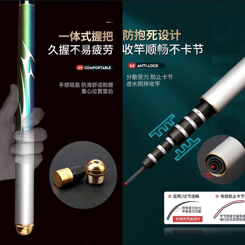 Cần câu tay cao cấp Nguyệt Long Sharp 5H ánh tím carbon thích hợp câu cá nhiều địa hình