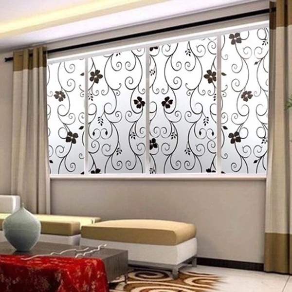 Miếng Dán Cửa Kính Mờ Họa Tiết Hoa Chống Tia Uv / Thấm Nước Kích Thước 45x100cm