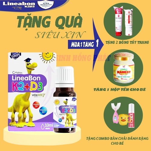 lineabon k2 d3 Tăng hấp thu canxi cho trẻ phát triển chiều cao tối đa lọ 10ml