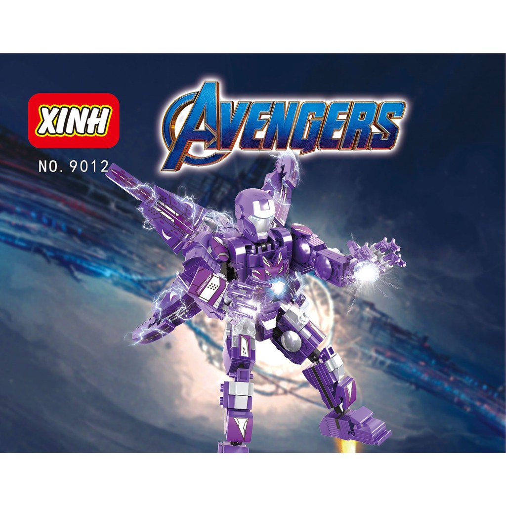 Bộ 415 Khối Lắp Ráp Lego Nhân Vật Siêu Anh Hùng Avengers Màu Tím + 2 Mô Hình Mini 9012