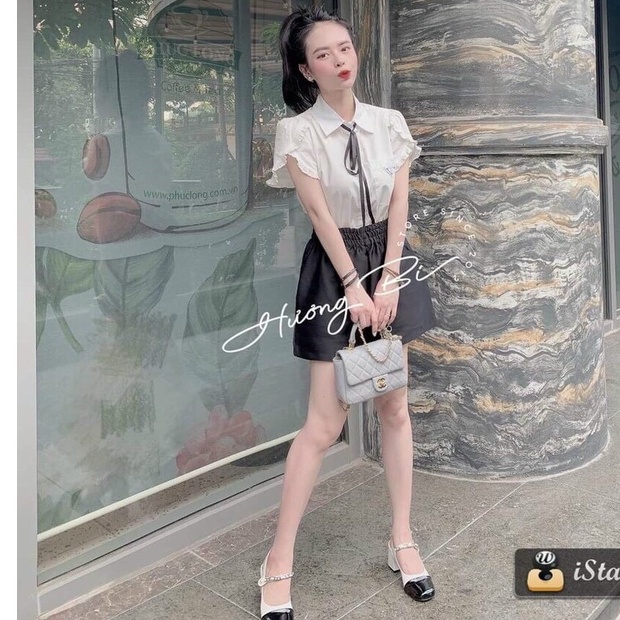 Áo sơ mi cổ nơ tay bèo siêu xinh