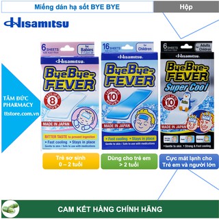Miếng Dán Hạ Sốt BYEBYE / BYE BYE FEVER [Hộp] - Giảm nhiệt độ nhanh, an toàn cho trẻ sơ sinh