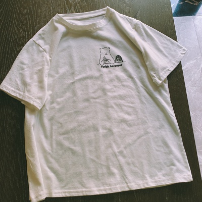 Áo Thun Tay Ngắn Cổ Tròn Dáng Rộng Màu Trắng Thời Trang Mùa Hè Phong Cách Hàn Quốc Cho Nữ