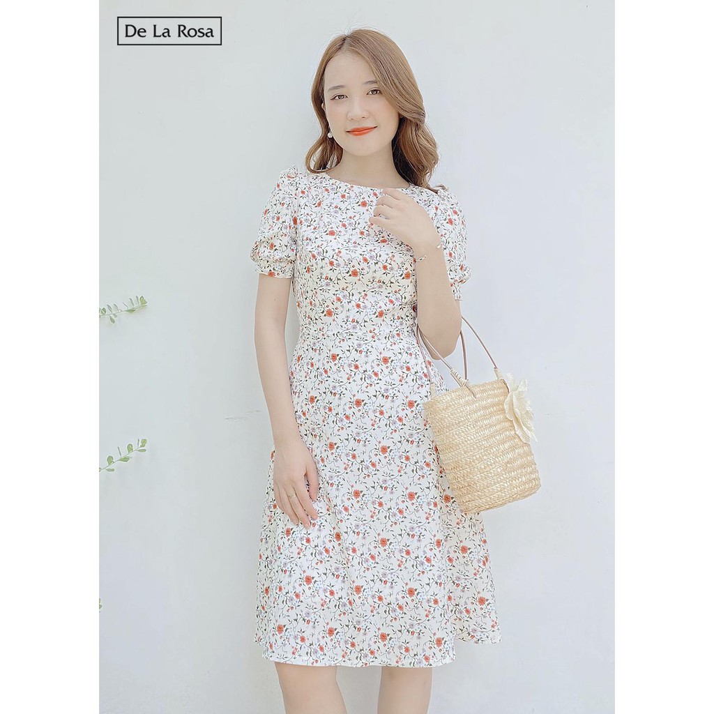Đầm váy hoa nhí trắng thiết kế dáng xèo dạo phố công sở - De La Rosa | BigBuy360 - bigbuy360.vn