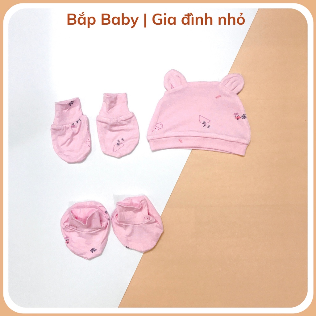 Set Mũ Bao Tay Chân Sơ Sinh UALA ROGO Vải Petit