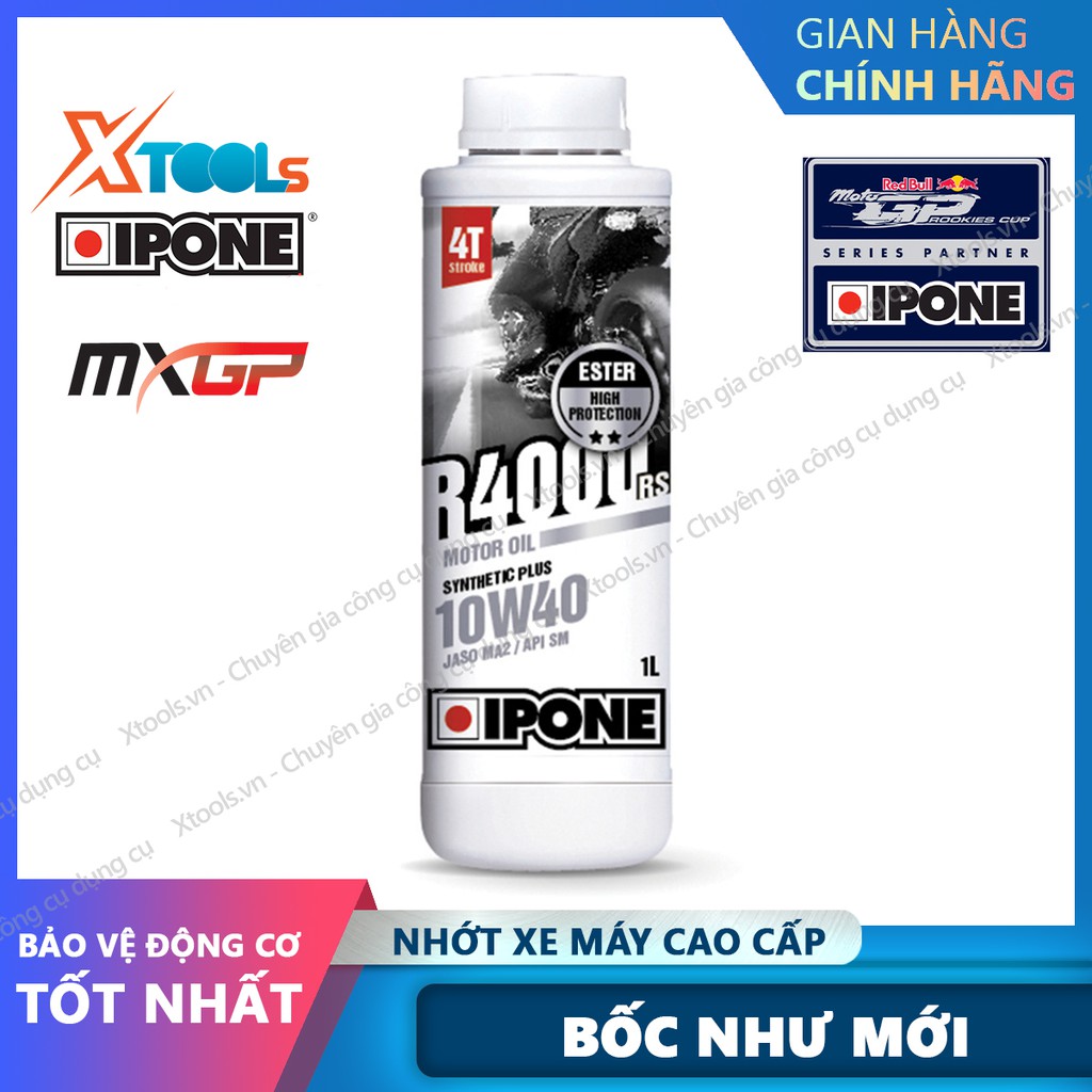 Nhớt xe máy 4t cao cấp IPONE R4000RS 10W40 nhập khẩu PHÁP bán tổng hợp dành cho xe số, côn tay và moto