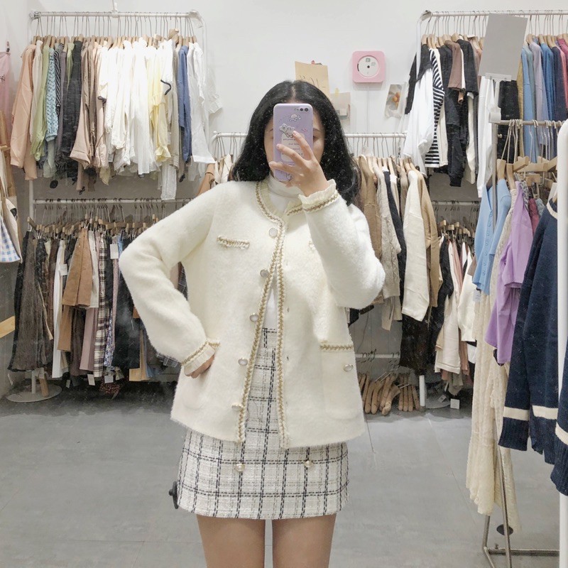 Áo cardigan lông viền chỉ nổi | BigBuy360 - bigbuy360.vn