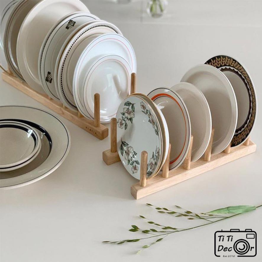 Giá phụ kiện bằng gỗ FREESHIP Trang trí bếp, ngăn kệ bát dĩa, đạo cụ chụp ảnh - Titi Decor